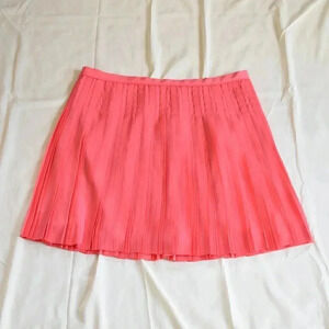 J.CREW Pleated Grid Knee Length Skirt in Coral Pink Size 12